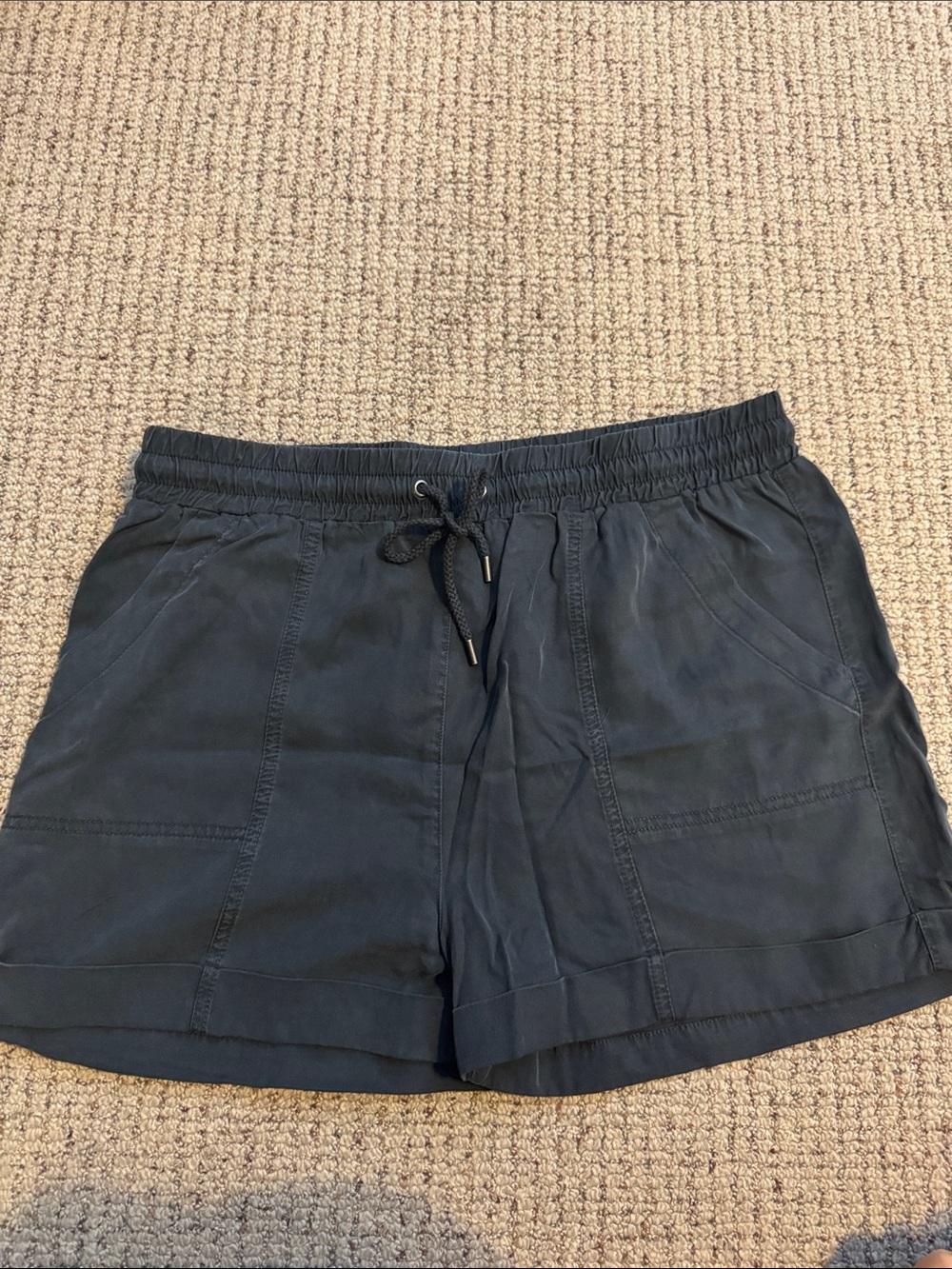 Charcoal Elastic Waist Drawstring Shorts